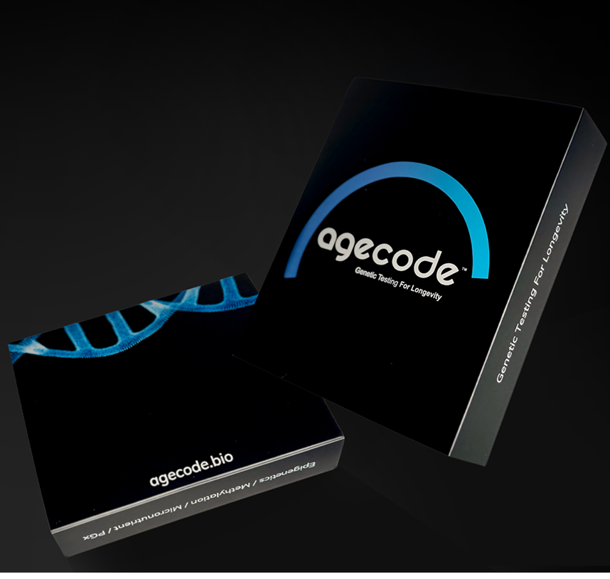 AgeCode genomic testing box for epigenetics methylation and micronutrient analysis