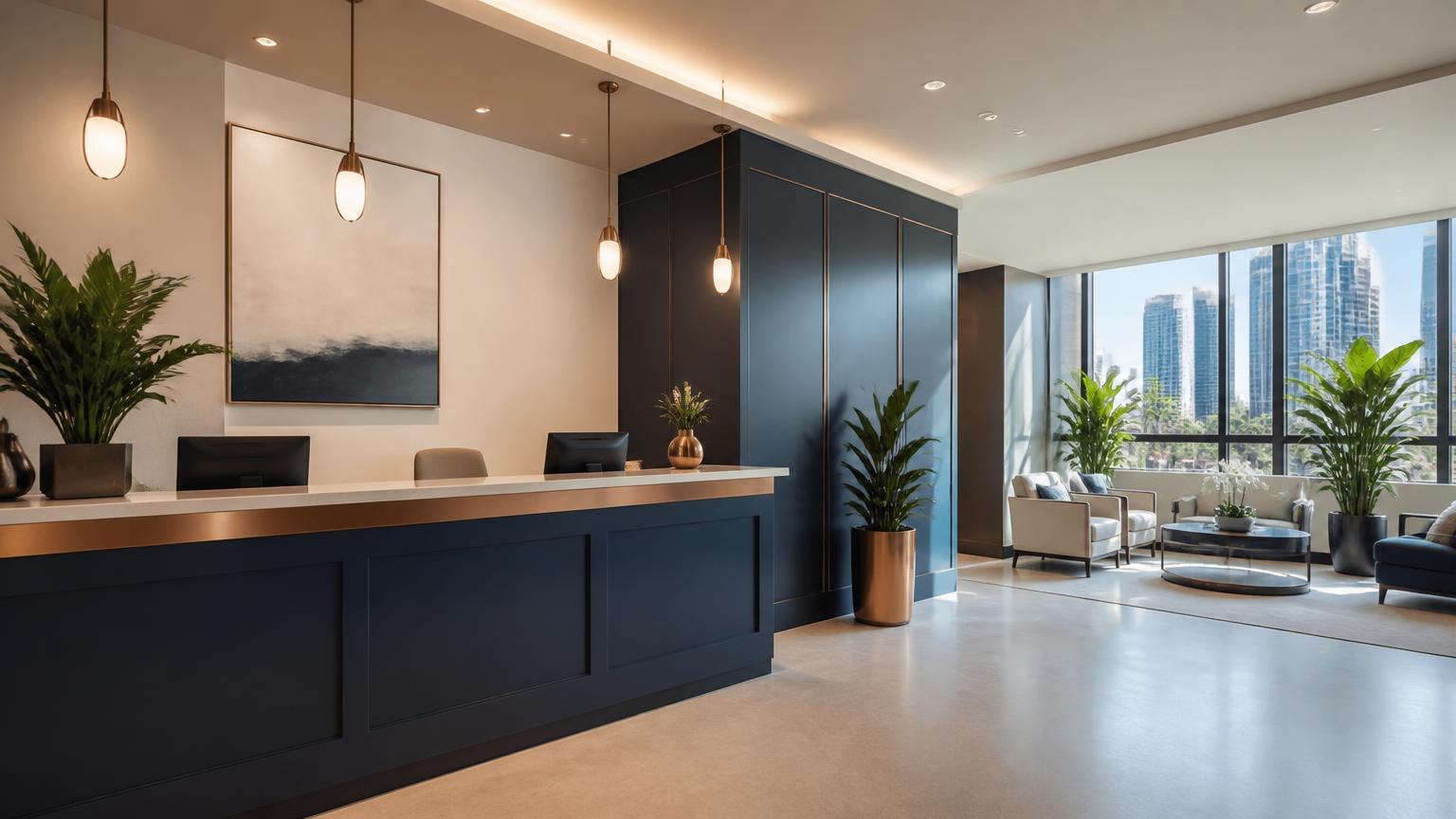 Reception at Kure Health, where IV therapy patients check in before a private infusion room