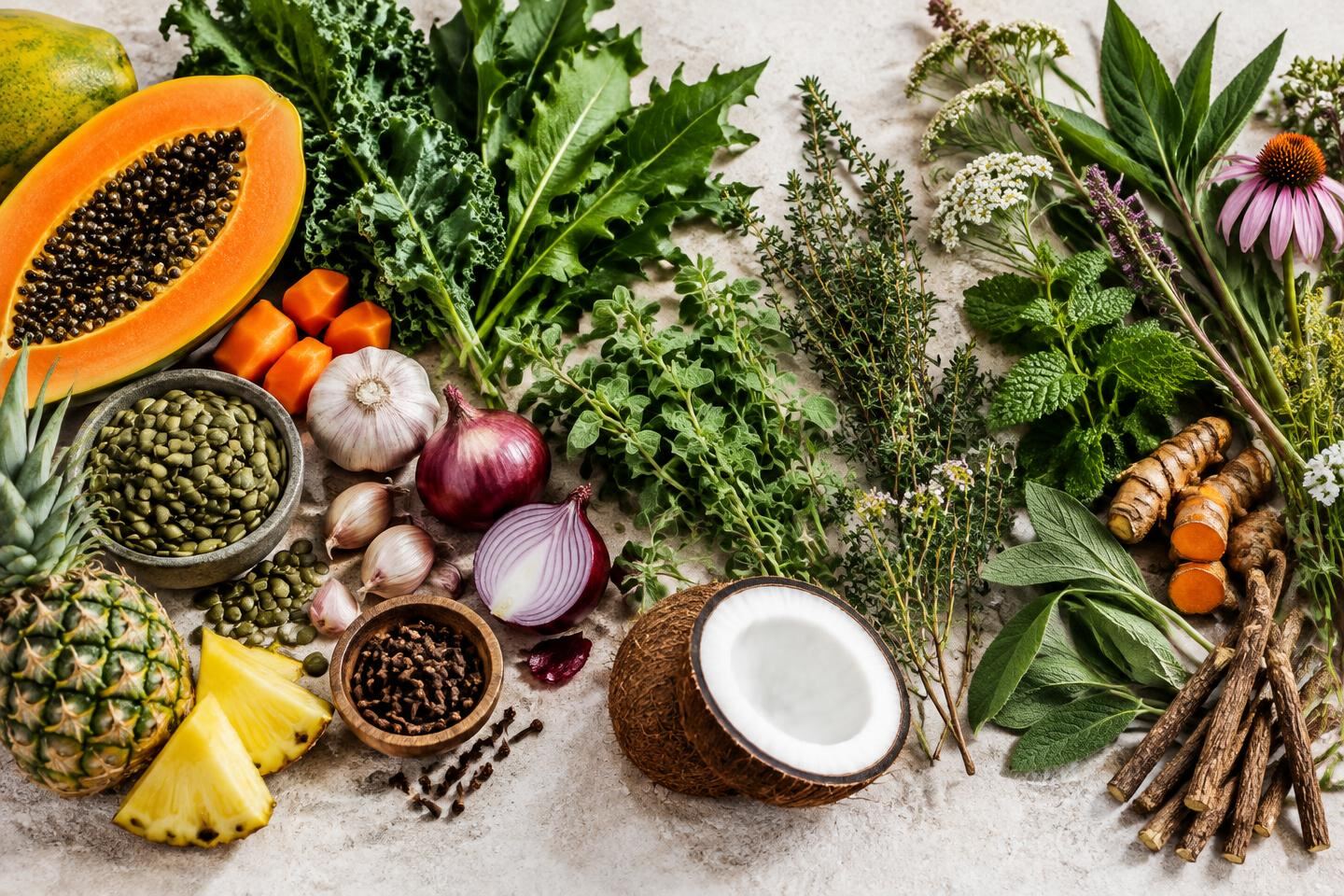 Colorful foods, seeds and herbs studied in relation to digestive and microbial health