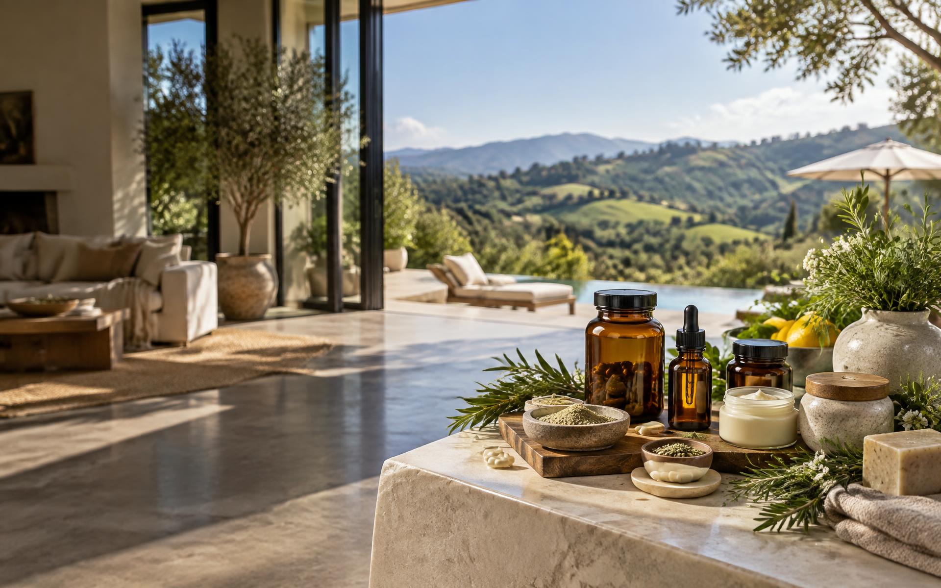 Bright modern kitchen with carefully selected wellness essentials