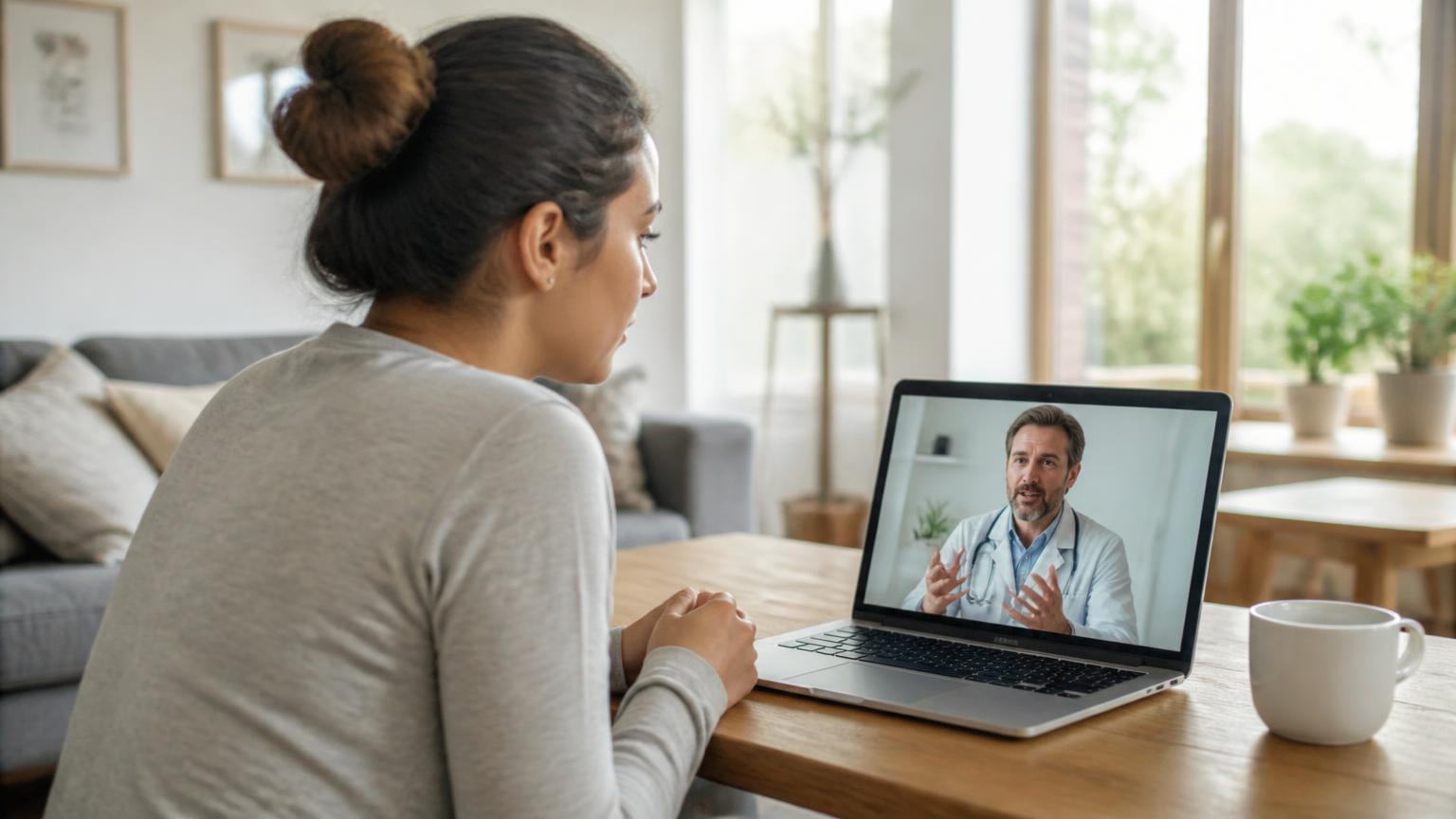 Patient meeting a Kure Health clinician on a secure video telehealth visit from home