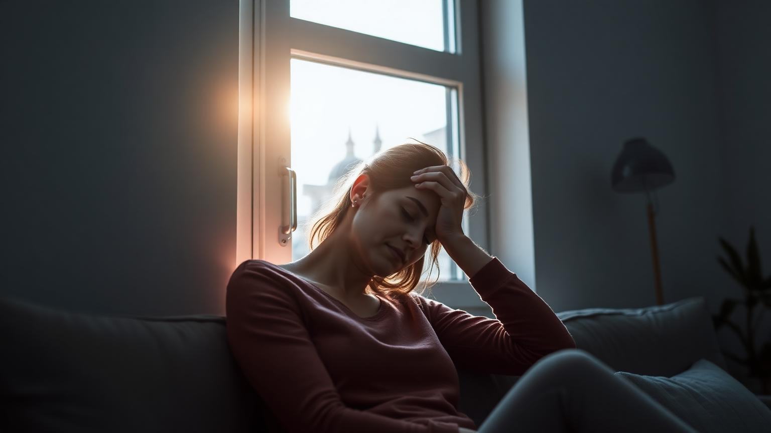 Person sitting at home visibly drained by persistent afternoon fatigue, illustrating Frequently Asked Questions, from the Kure Health article What a Gym Plateau Actually Is (And What Your Body Is Doing When Progress Stops)