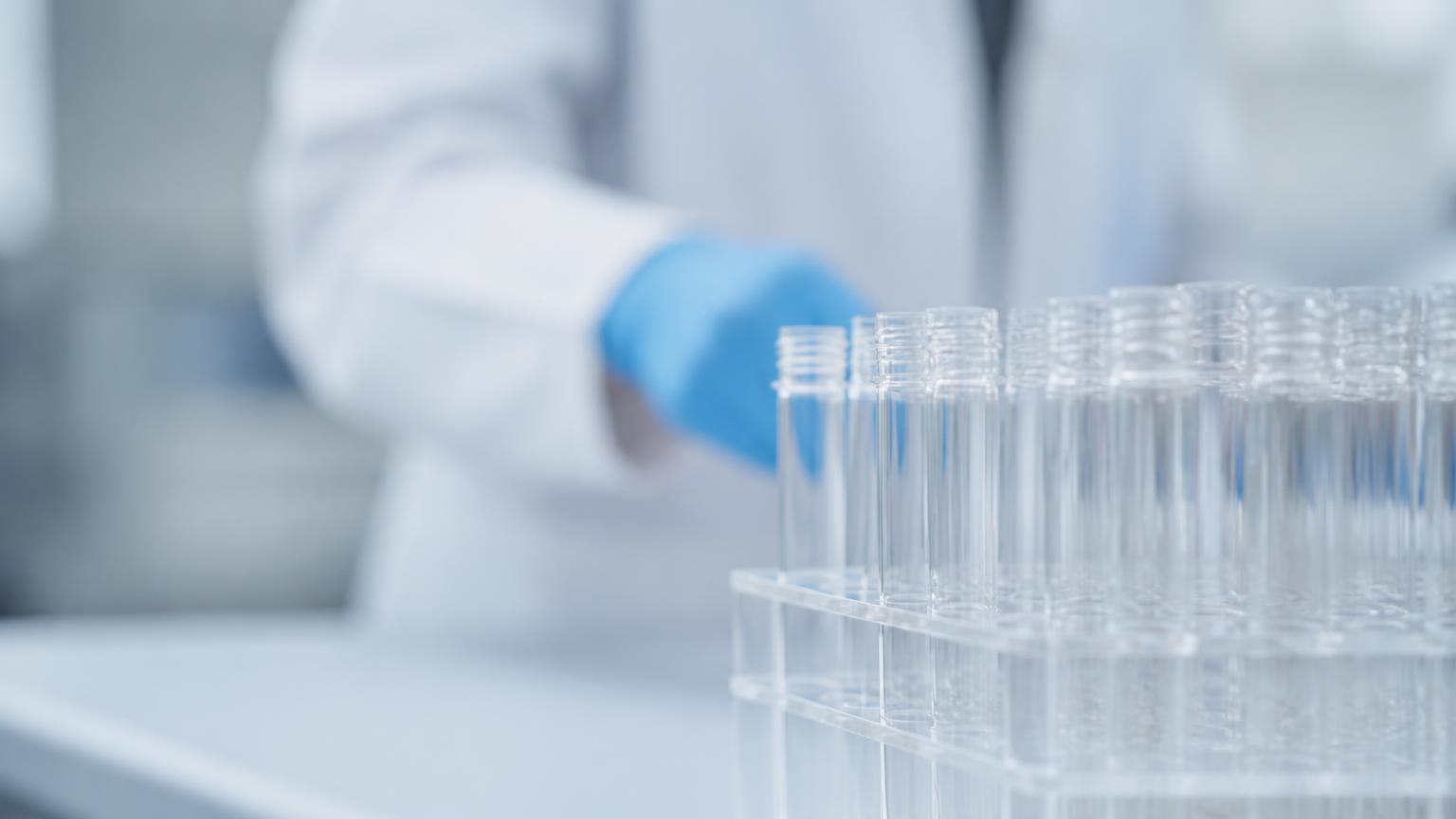 Laboratory specimen vials prepared for advanced gut and microbiome analysis