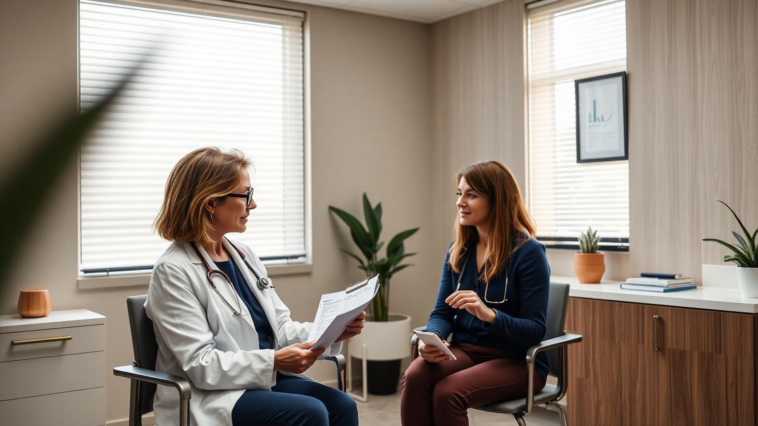 Kure Health clinician reviewing a comprehensive hormone panel with a patient in Downtown Los Angeles